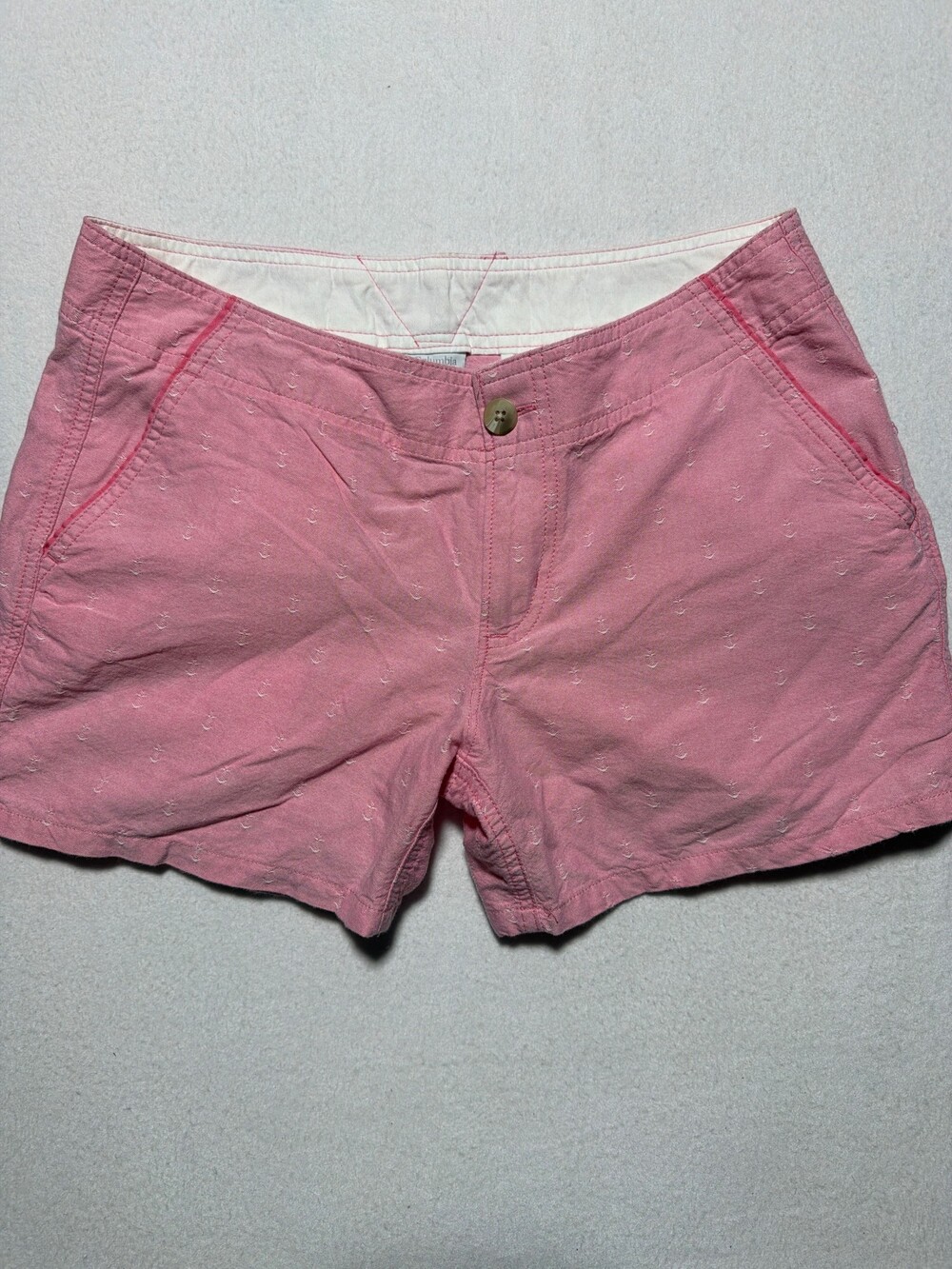 Columbia Pink Shorts with Embroidered Anchor Pattern